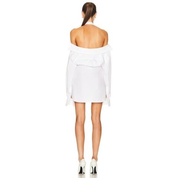 Alexander Wang 100% Cotton White Halter Off Shoulder Shirt Mini Dress Size 0 - Picture 3 of 10